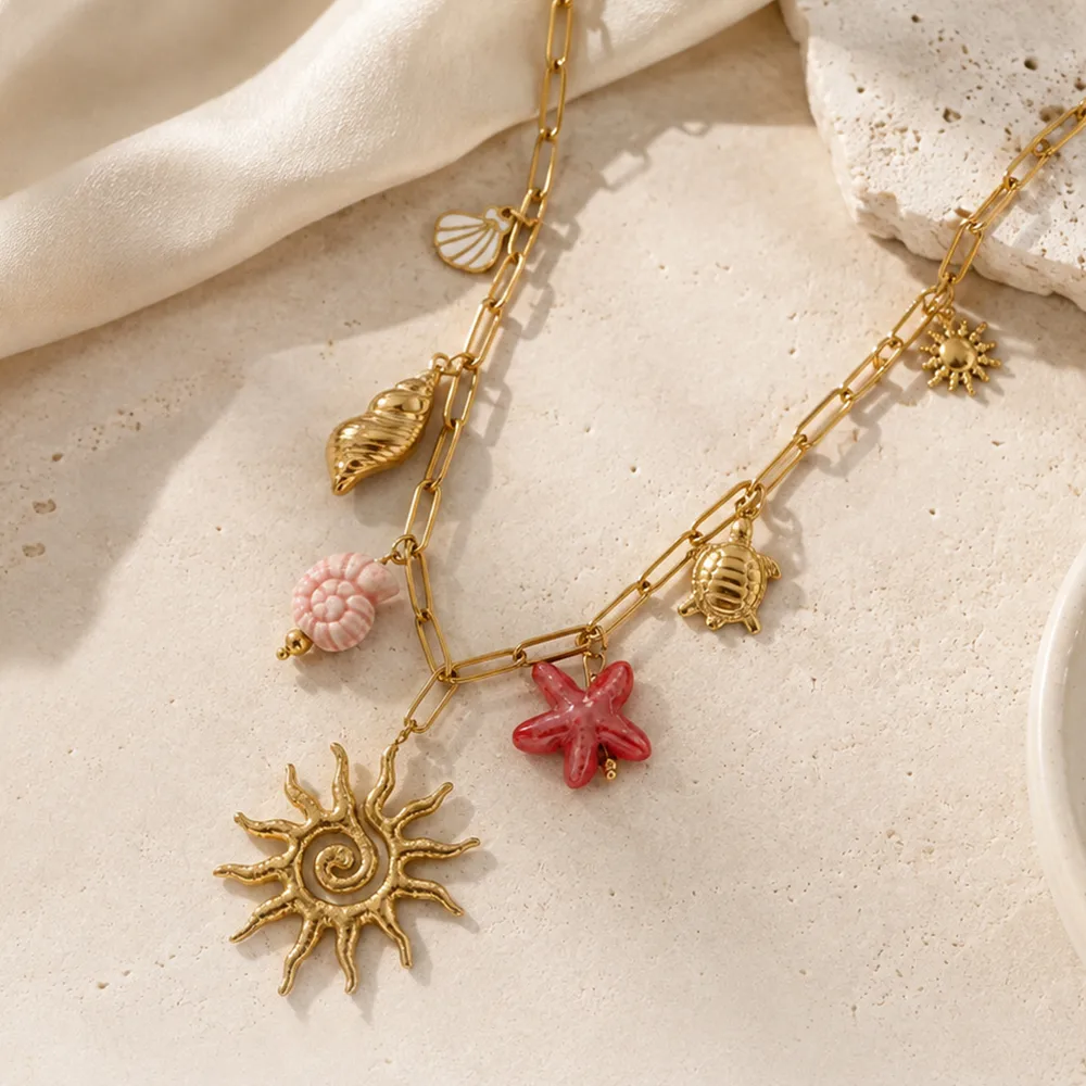 Sun Marine Style Necklace For Women, Waterproof Non Tarnish  ...